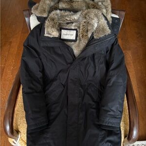 Babaton Black Ski Jacket with Faux Fur Trim